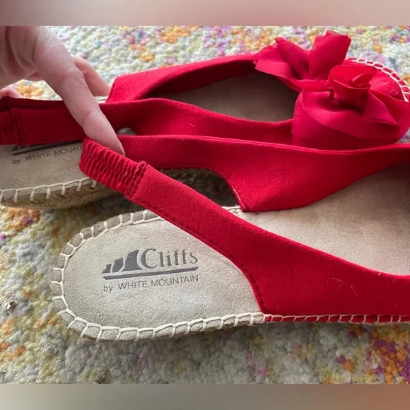 NEW- Women’s Cliffs by White Mtn Camelot Espadrille Red Sling Sandals size 9 - Picture 3 of 5